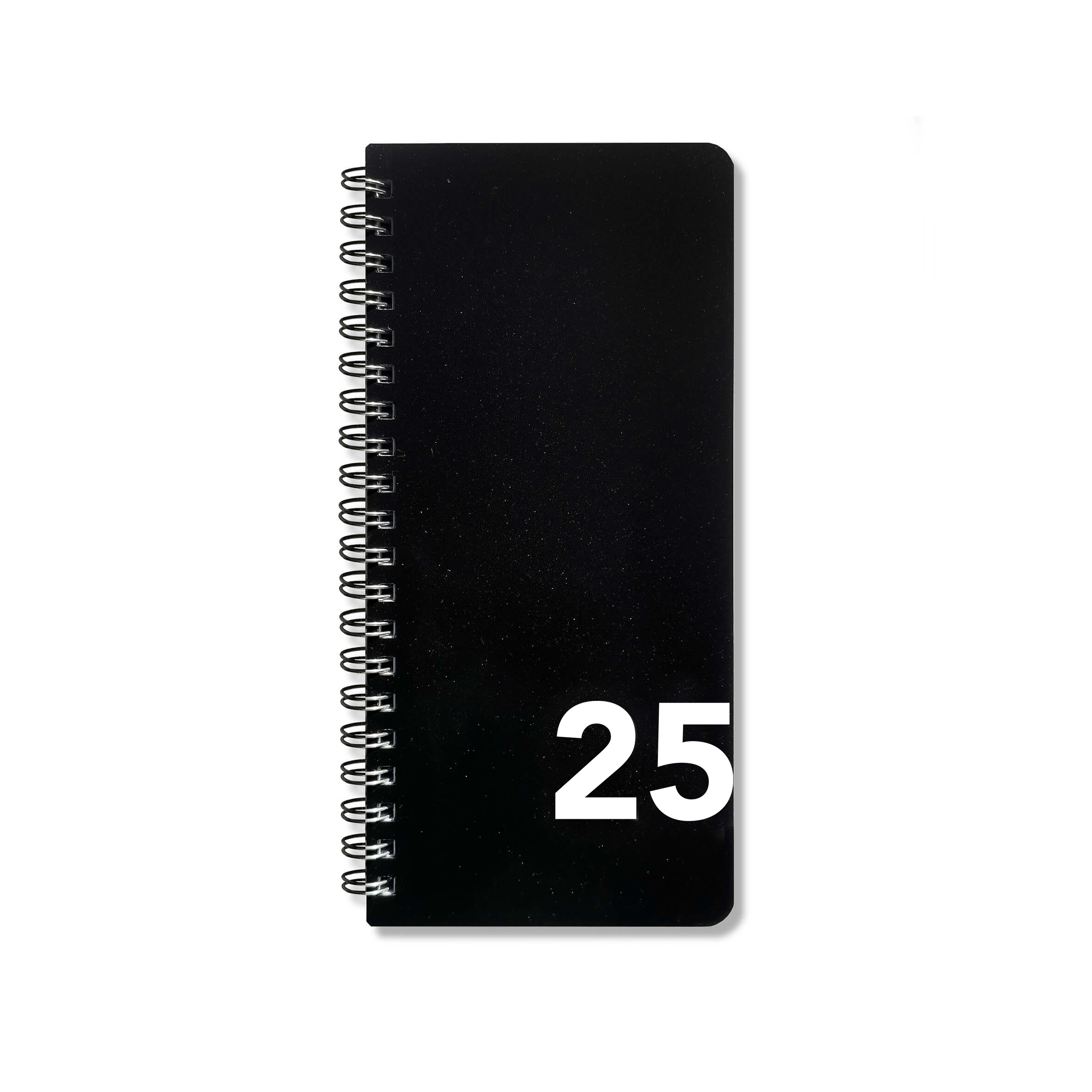 BOBO Diář měsíční 2025, 180 x 85 mm, na výšku, černý