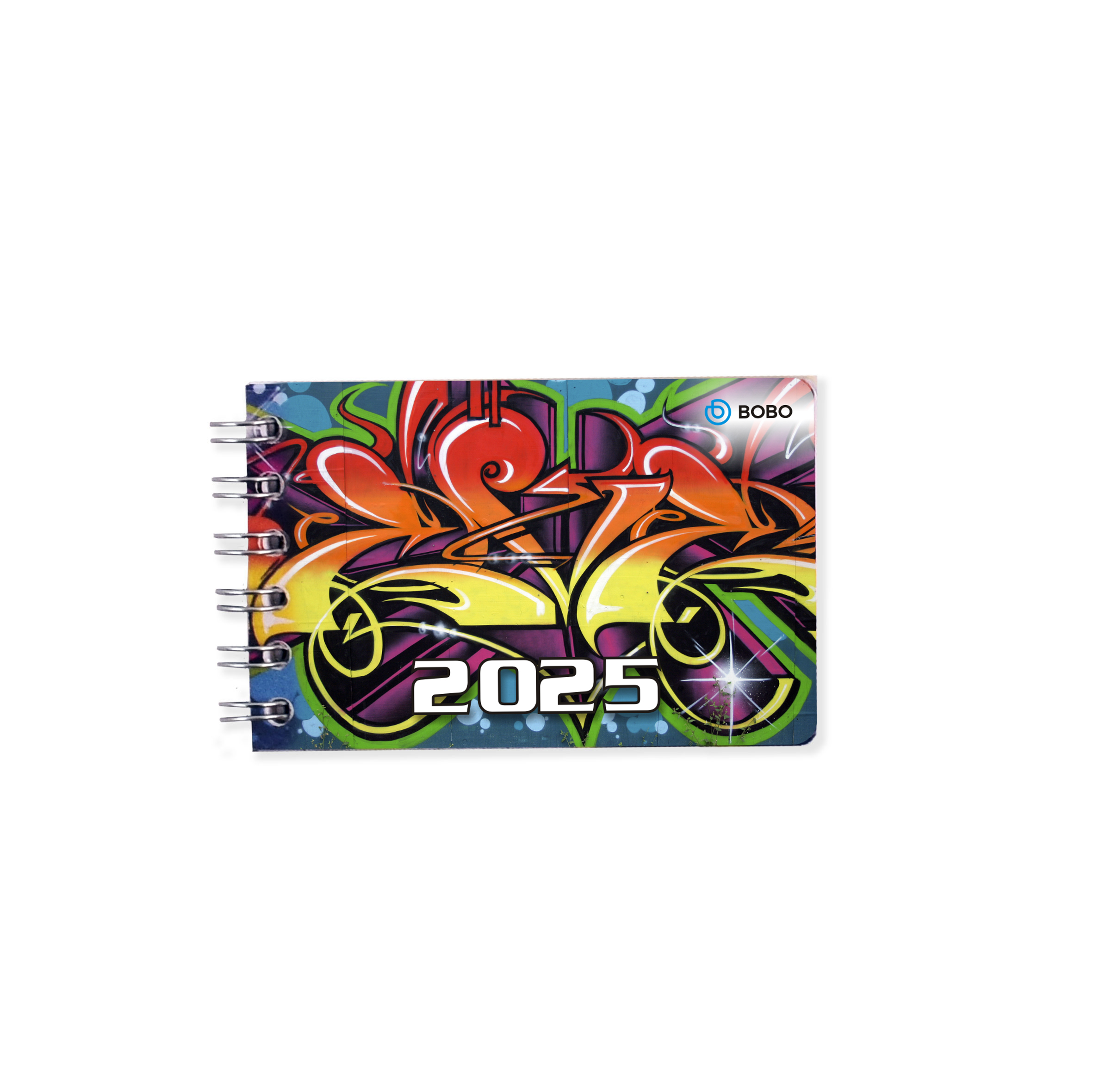 BOBO Týdenní kroužkový diář Kolibri 2025, A8, grafitti