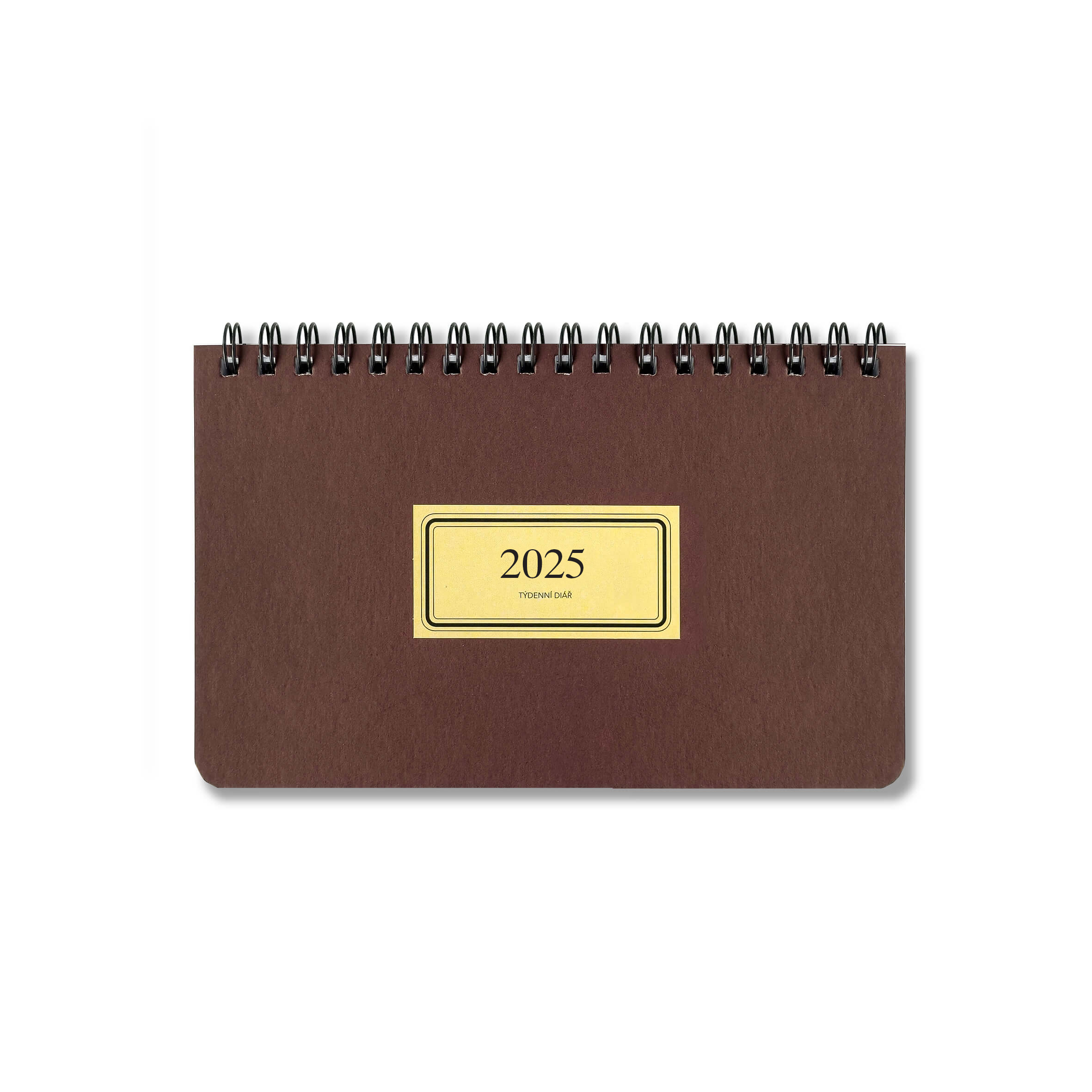 BOBO Týdenní kroužkový diář RETRO 2025, 160 x 100 mm, na šířku, vínový