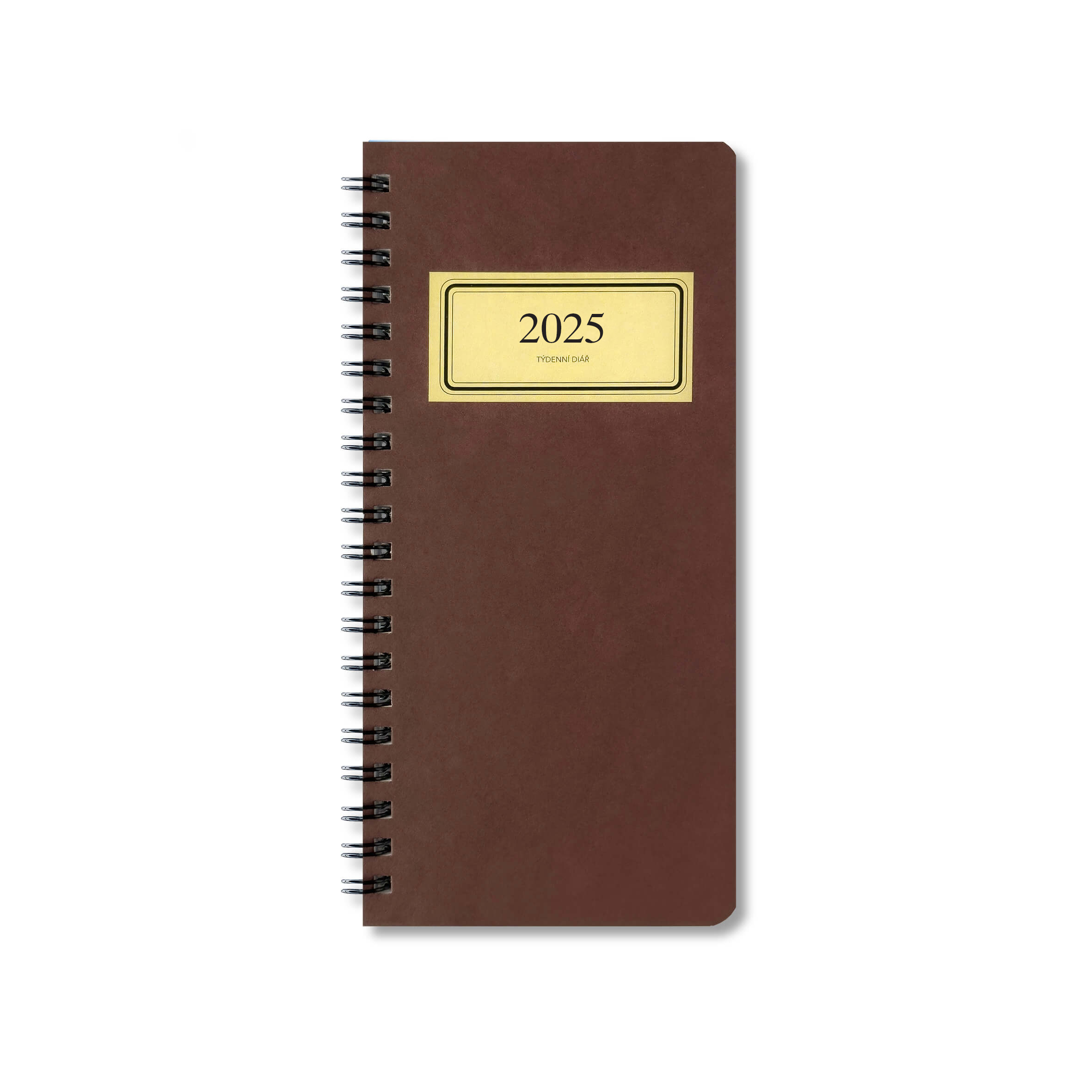 BOBO Týdenní kroužkový diář Retro 2024, 85x180 mm, na výšku, vínový