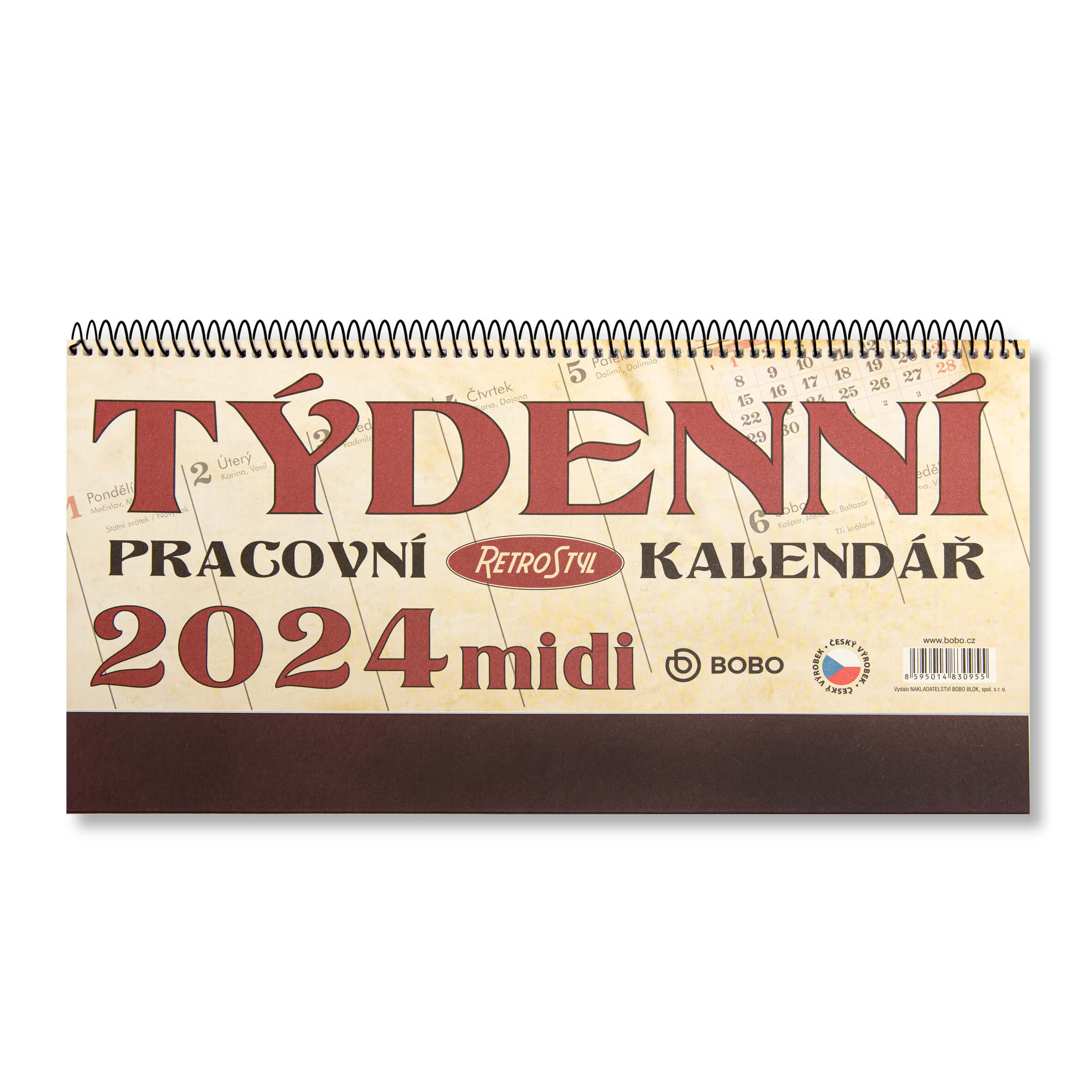 BOBO Pracovní kalendář MIDI Retro 2024