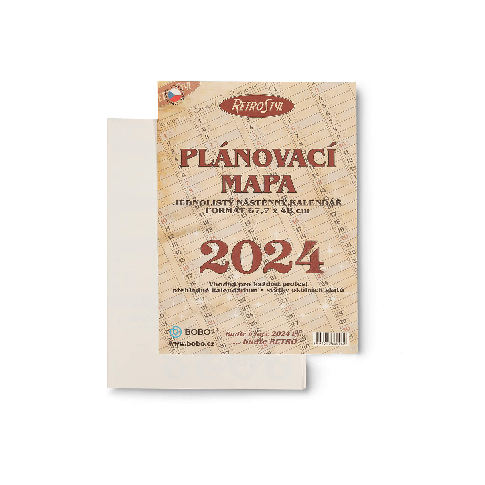 BOBO Plánovací roční mapa Retro 2024