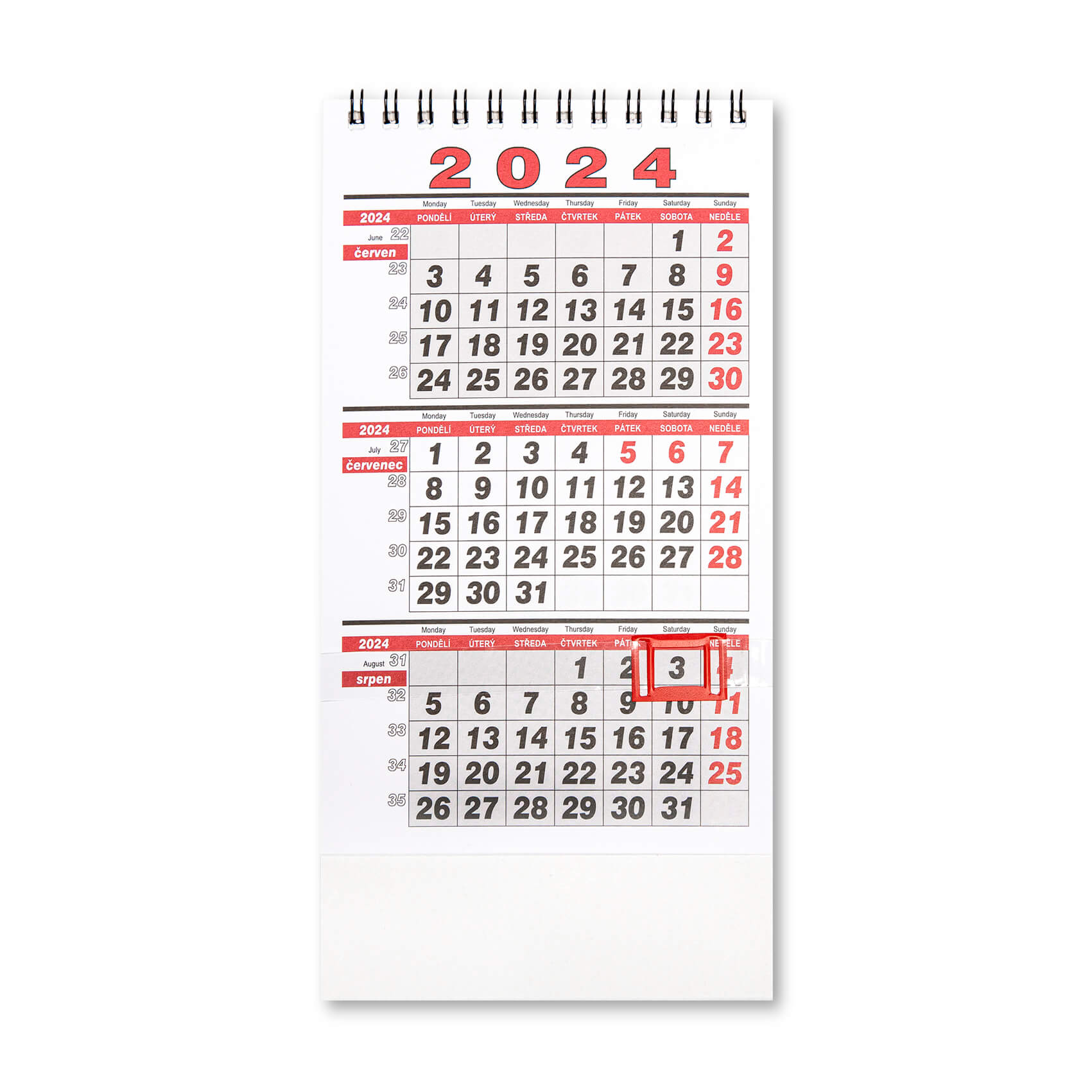 BOBO Stolní kalendář tříměsíční 2024