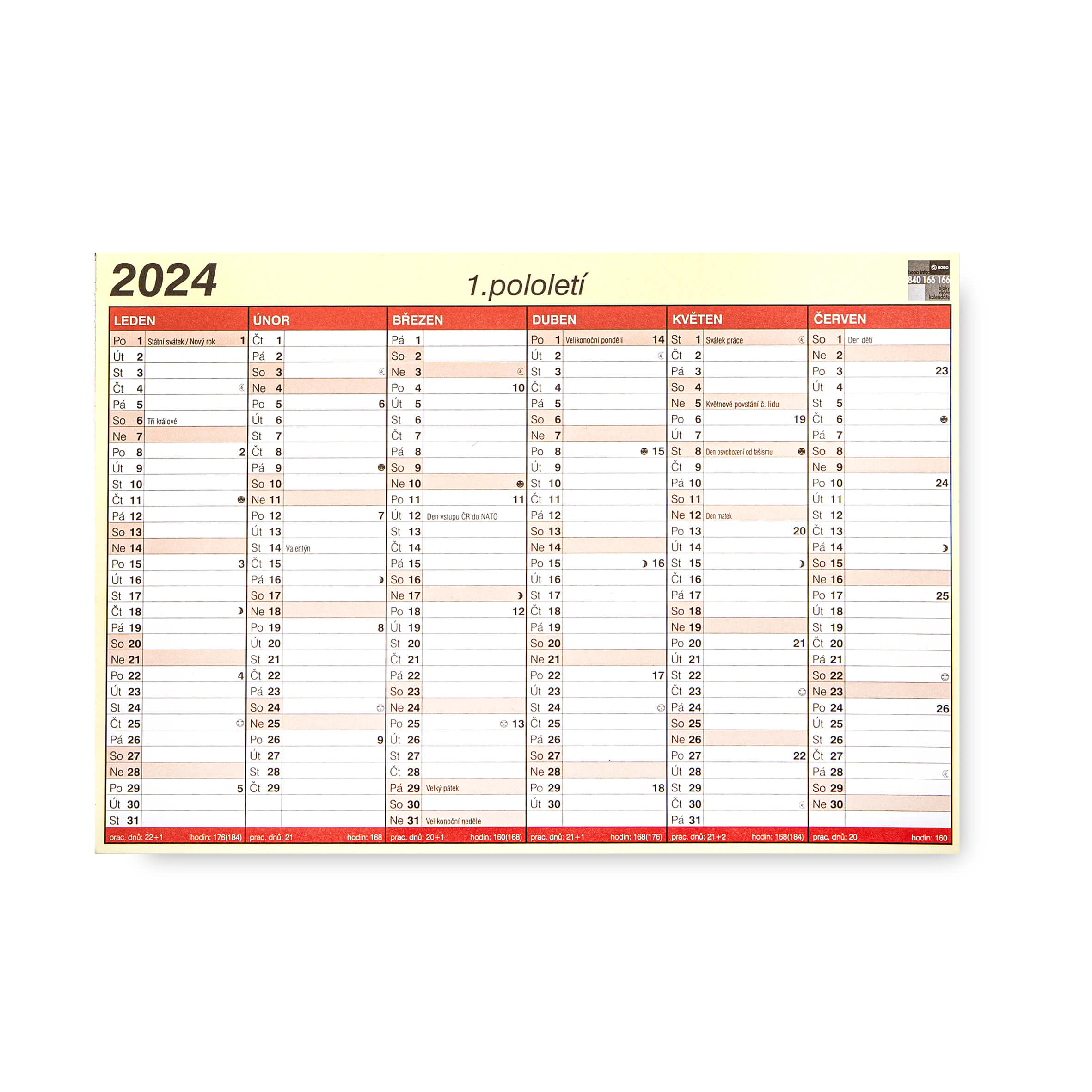 BOBO Lístkový kalendář 2024, A4