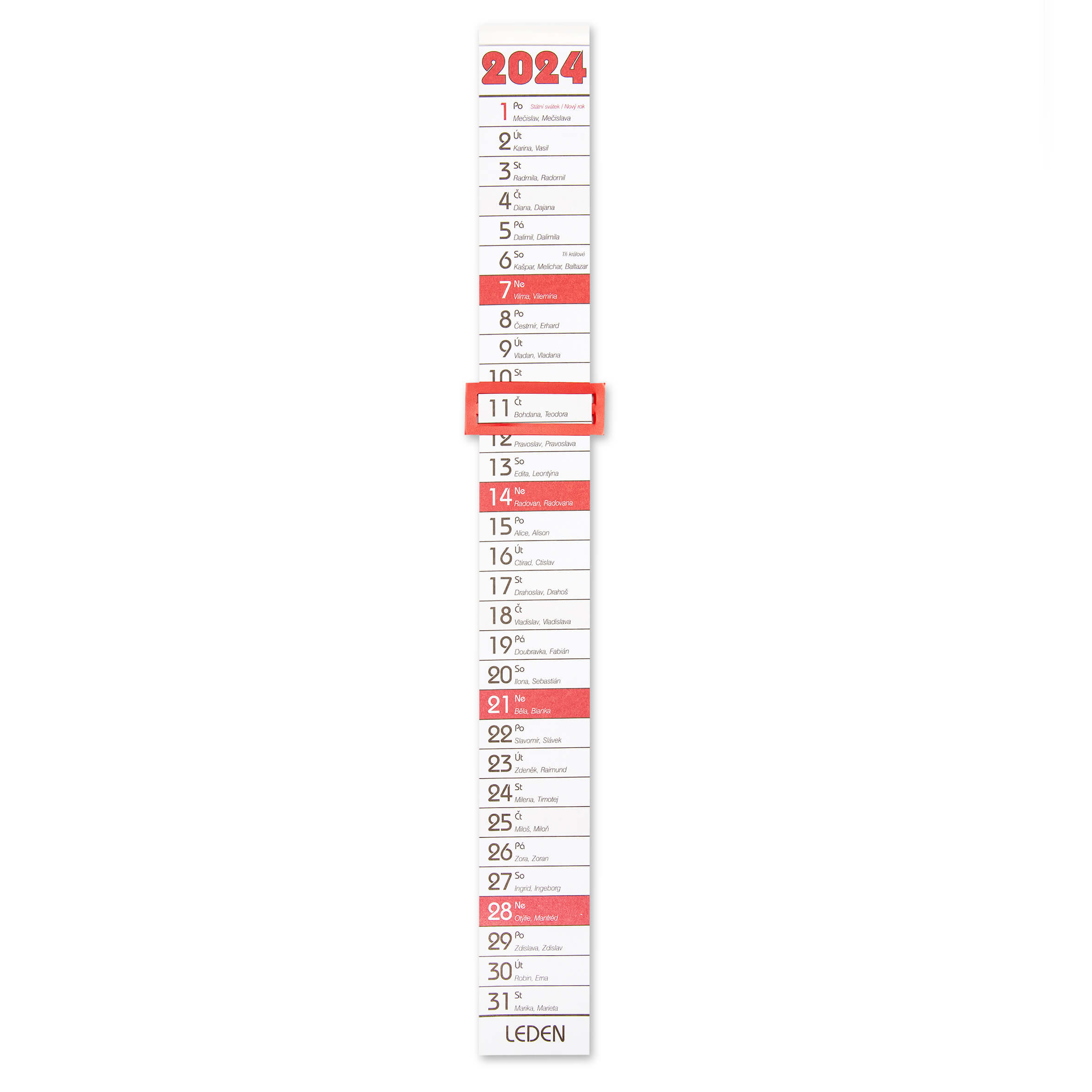 BOBO Nástěnný kalendář vázanka úzká 2024
