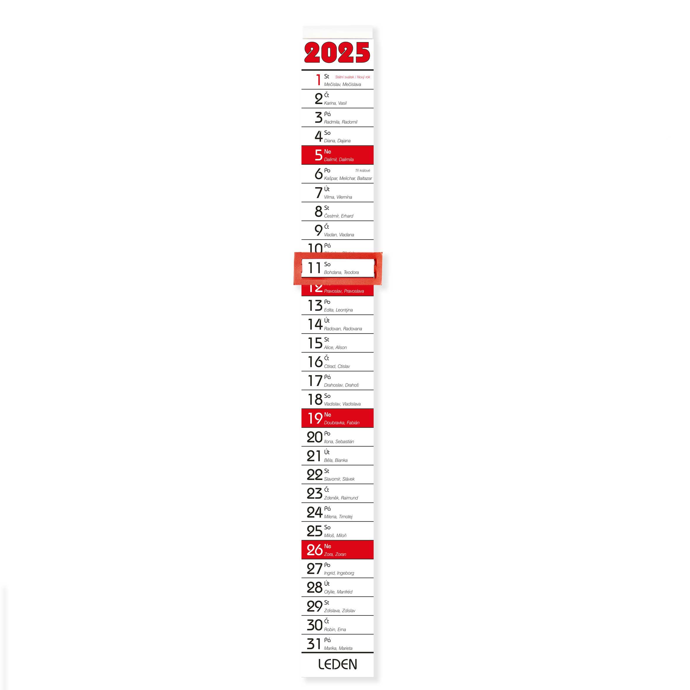 BOBO Nástěnný kalendář vázanka úzká 2025