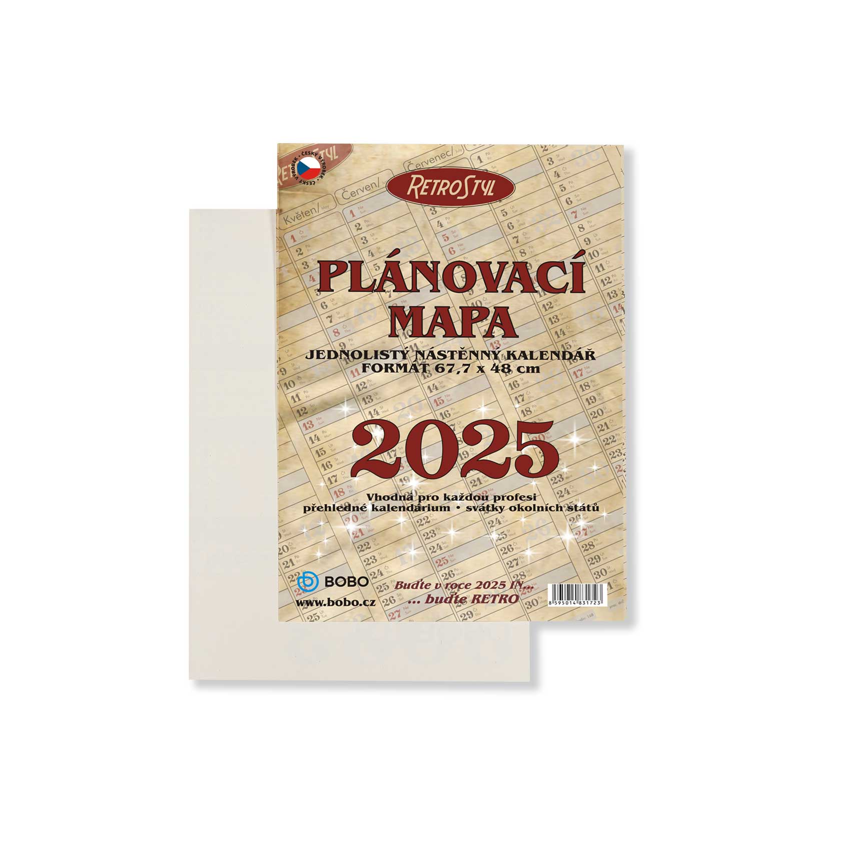 BOBO Plánovací roční mapa Retro 2025