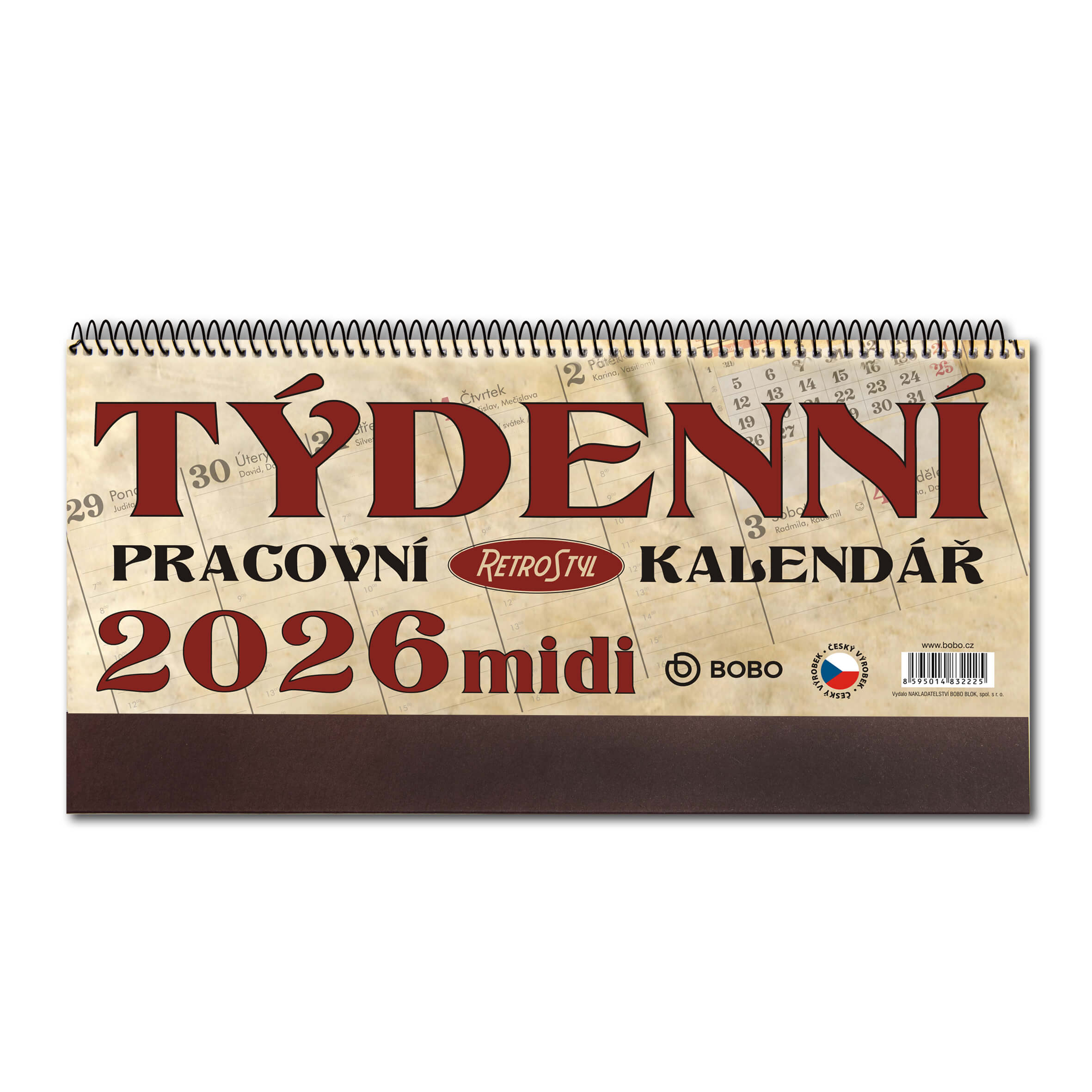BOBO Pracovní kalendář MIDI Retro 2026