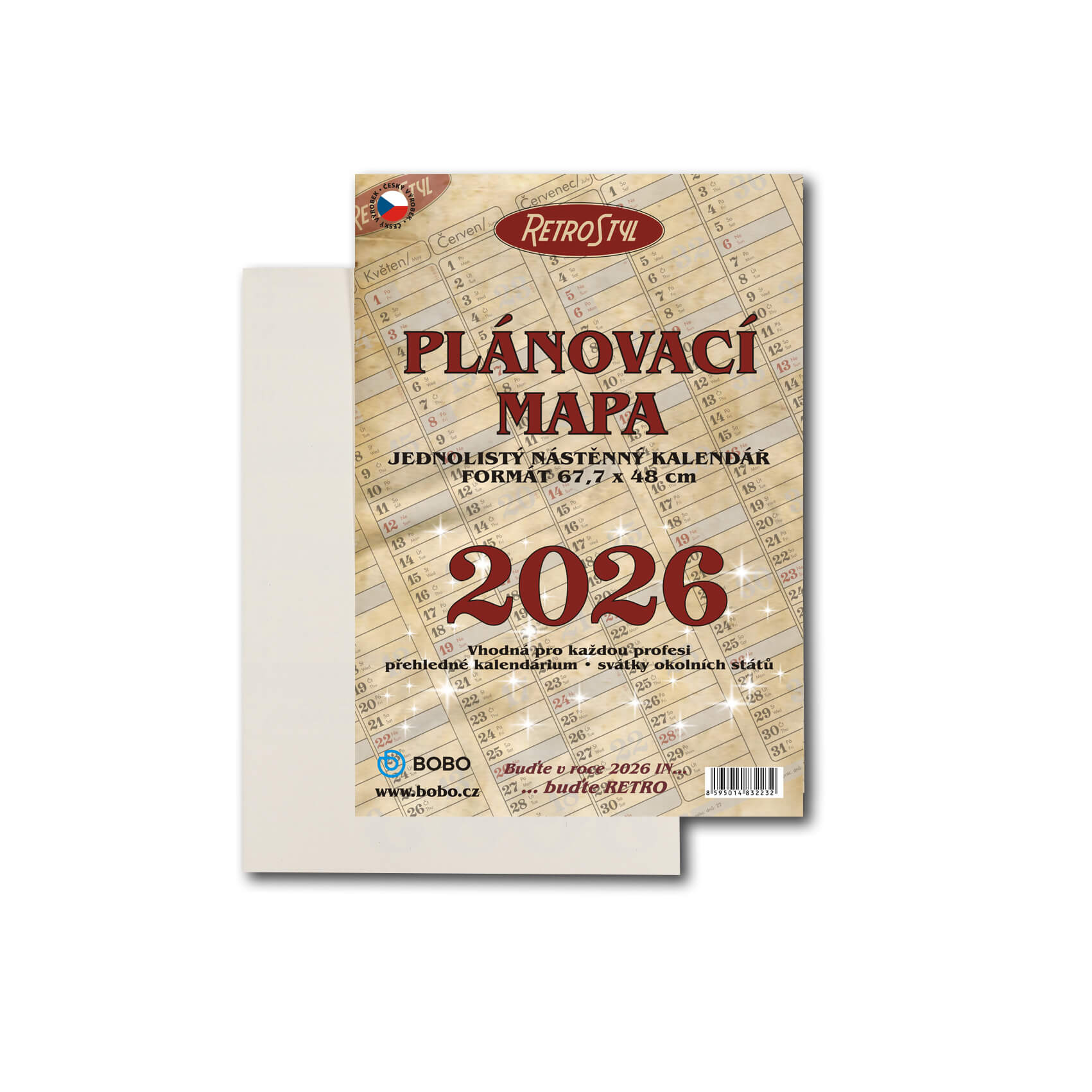 BOBO Plánovací roční mapa Retro 2026