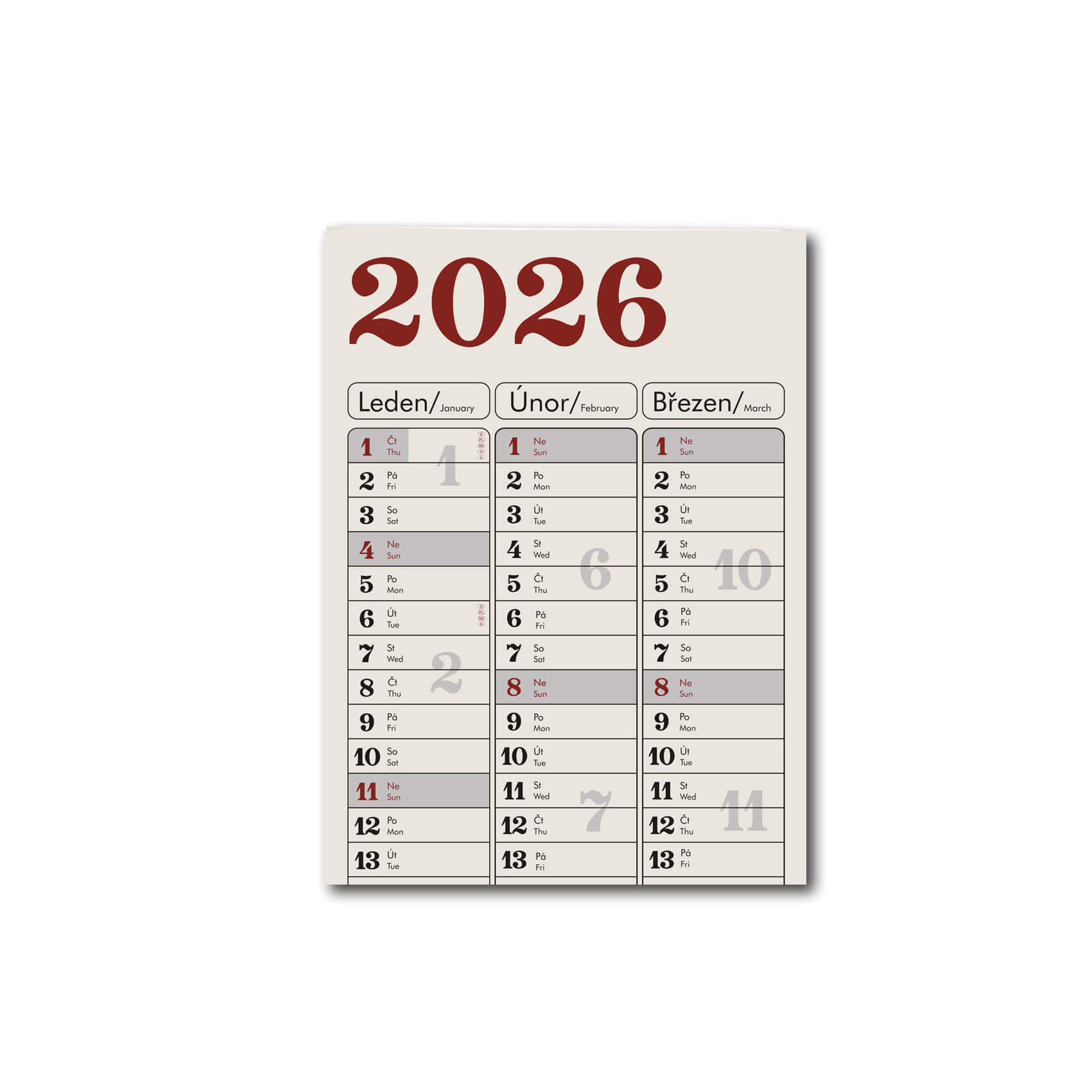 BOBO Plánovací roční mapa Retro 2026