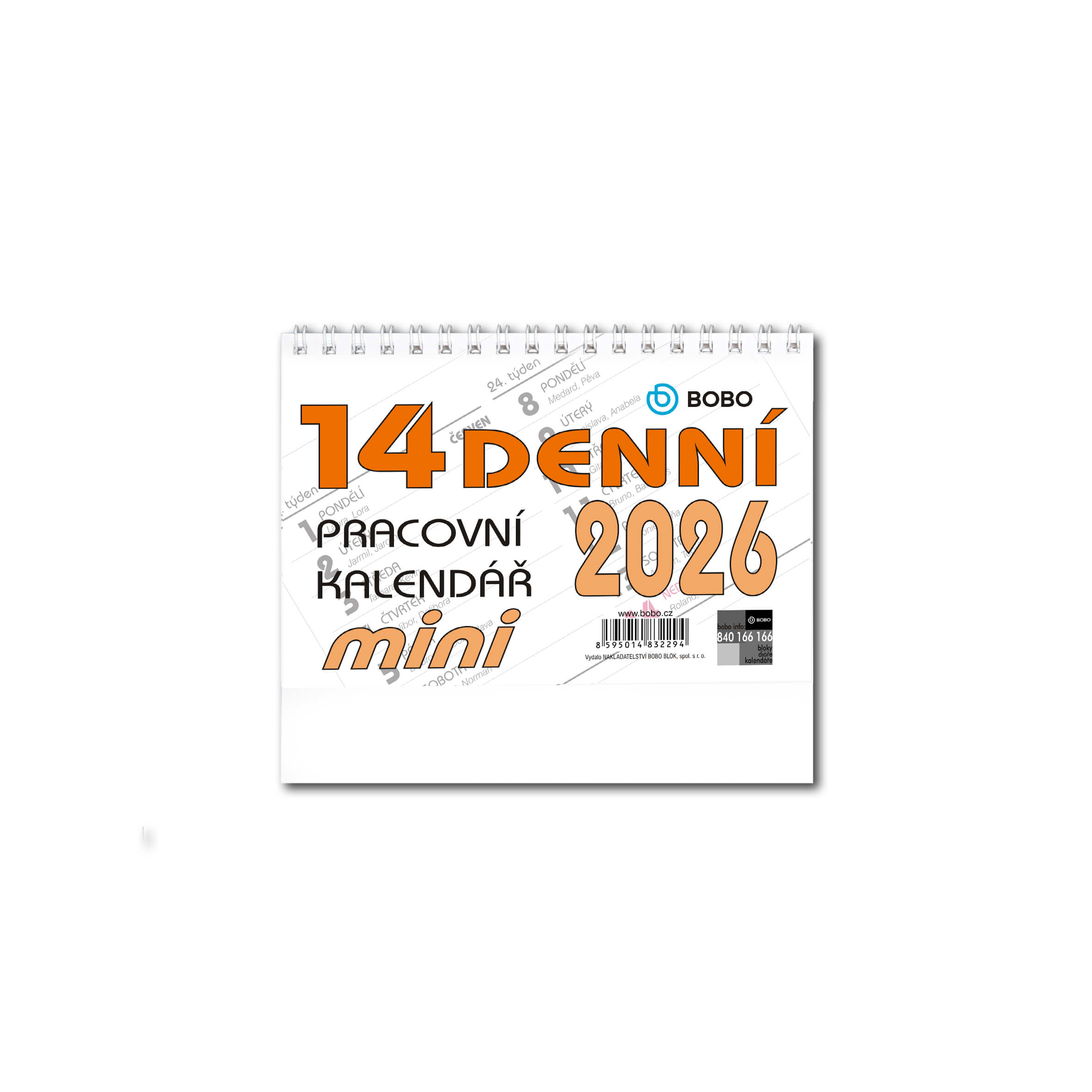 BOBO Stolní pracovní kalendář MINI 14denní 2026