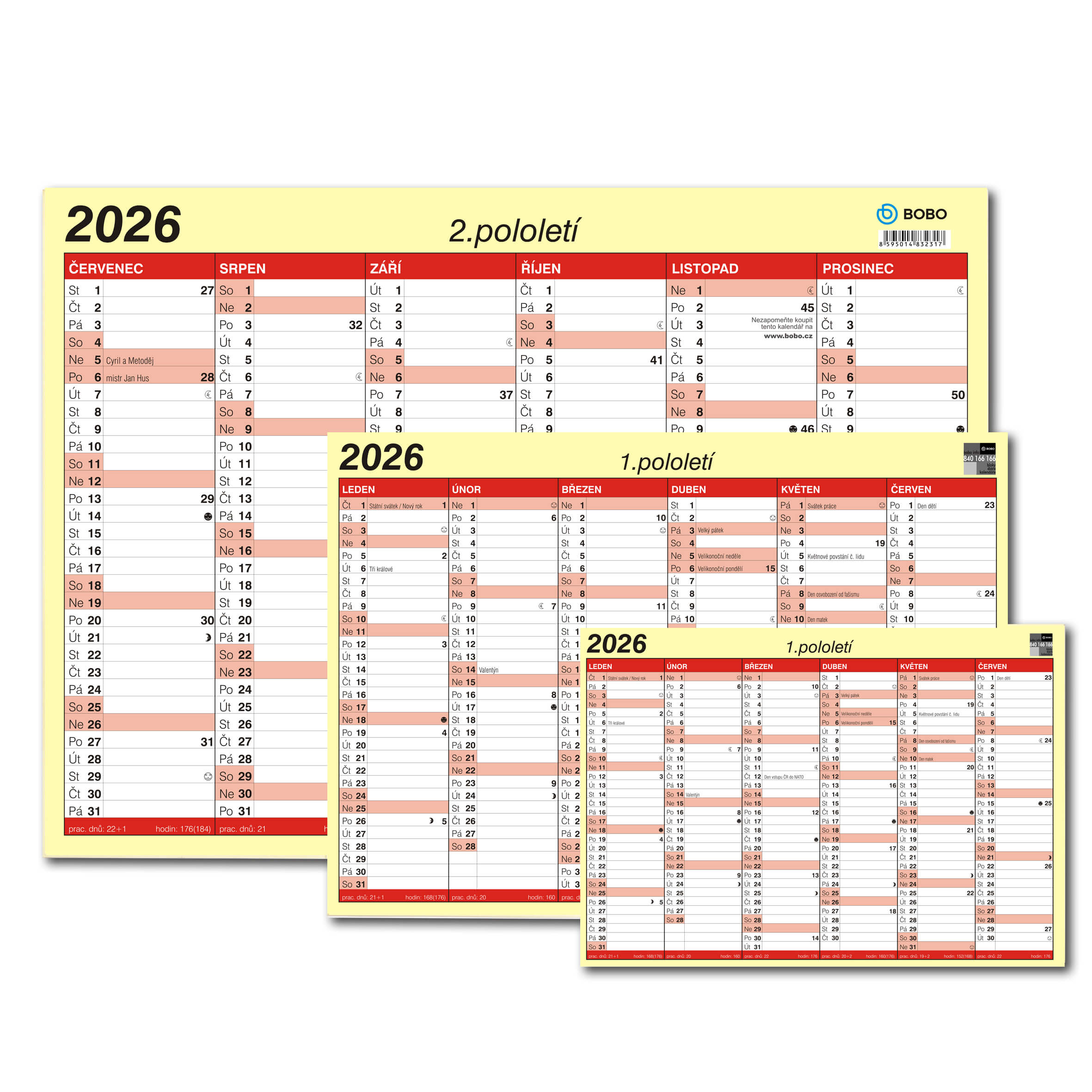 BOBO Lístkový kalendář 2026, A3