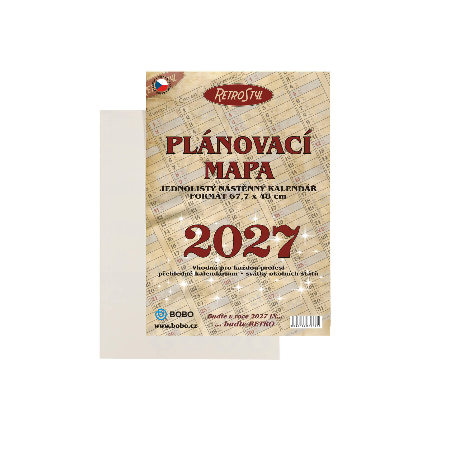 BOBO Plánovací roční mapa Retro 2027