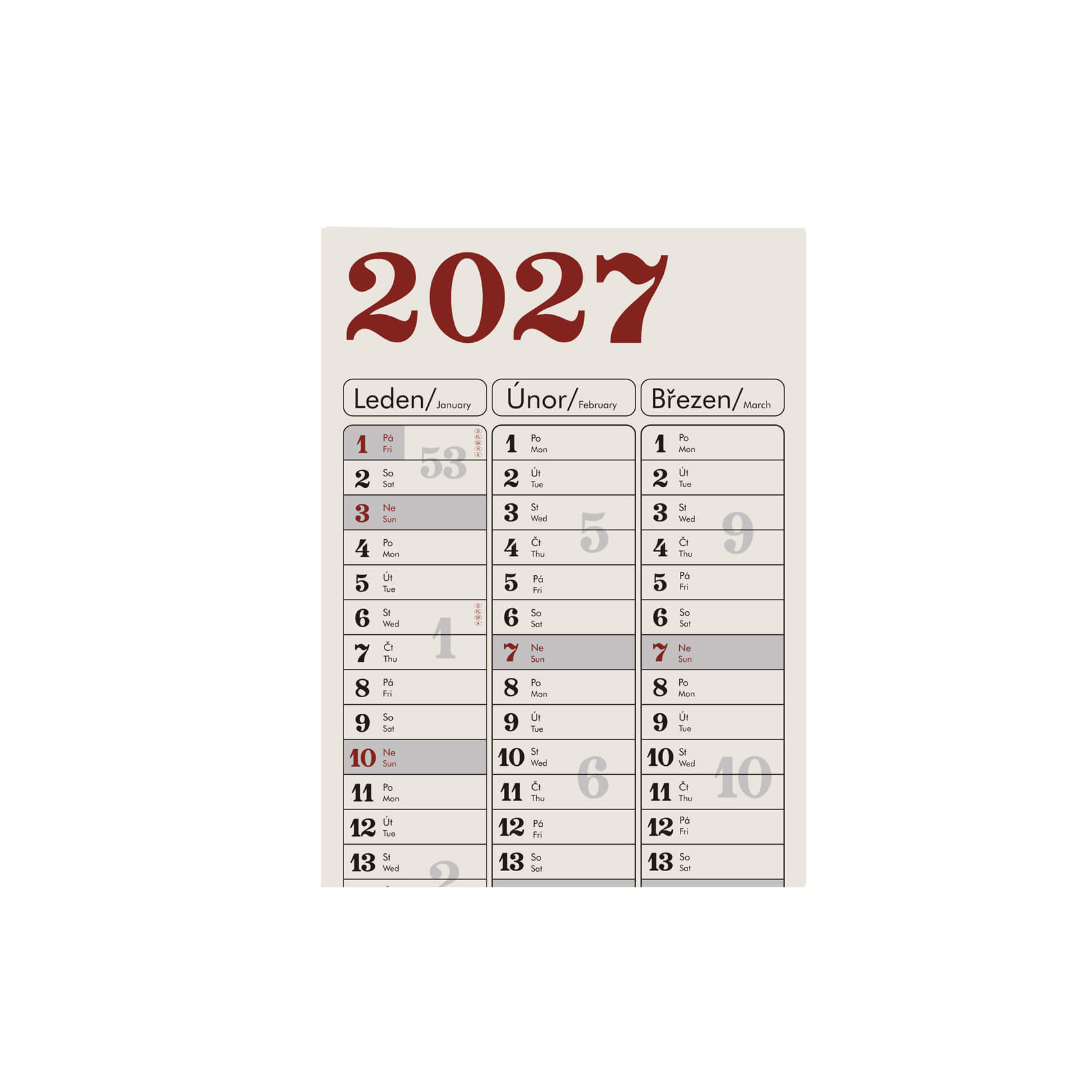 BOBO Plánovací roční mapa Retro 2027
