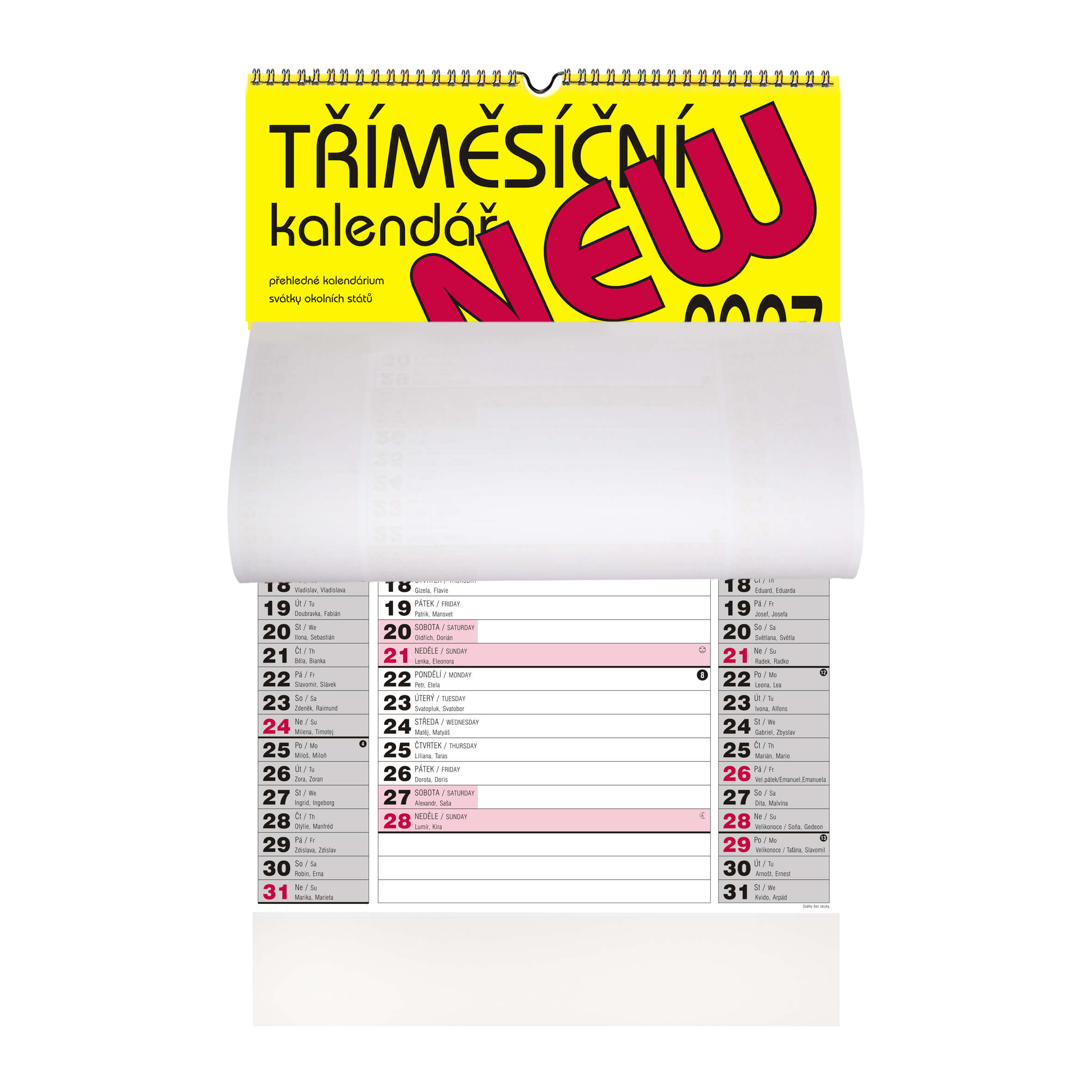 BOBO Nástěnný kalendář tříměsíční NEW 2027